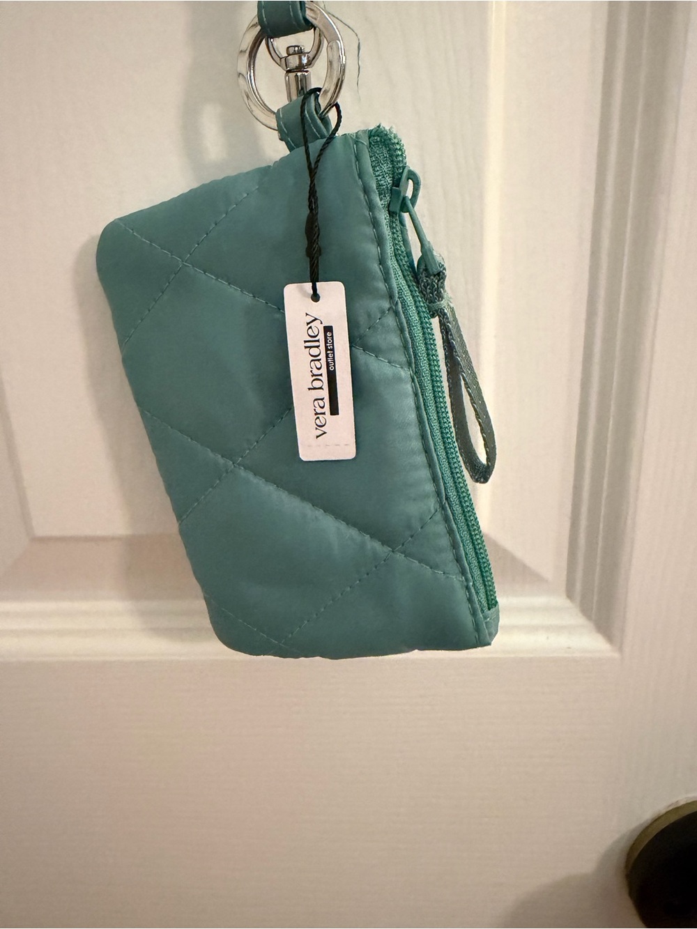 Vera Bradley Teal Quilted Keyring Coin Pouch